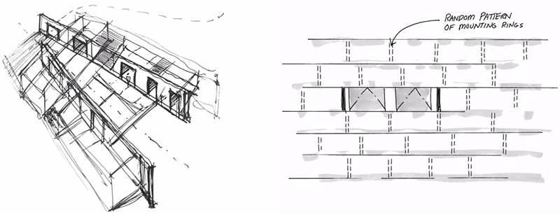 Collage of building materials as a sketch